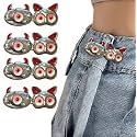 Pant Waist Tightener, Adjustable Waist Buckle Set, Extra Button for Jeans to Make Tighter, Instant Jeans Button Pins for Pants Jeans Skirts, (4, Red Cat)
