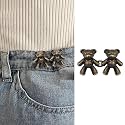 Pant Waist Tightener, Adjustable Waist Buckle Set, Extra Button for Jeans to Make Tighter, Instant Jeans Button Pins for Pants Jeans Skirts, (1, Brown Teddy Bear)