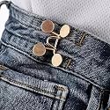 Pant Waist Tightener, Adjustable Waist Buckle Set, Extra Button for Jeans to Make Tighter, Instant Jeans Button Pins for Pants Jeans Skirts, (4, Gold Plat Waist pin)