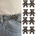 Pant Waist Tightener, Adjustable Waist Buckle Set, Extra Button for Jeans to Make Tighter, Instant Jeans Button Pins for Pants Jeans Skirts, (4, Brown Teddy Bear)