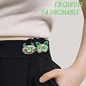 Pant Waist Tightener, Adjustable Waist Buckle Set, Extra Button for Jeans to Make Tighter, Instant Jeans Button Pins for Pants Jeans Skirts, (2, Green Cat)