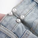 Pant Waist Tightener, Adjustable Waist Buckle Set, Extra Button for Jeans to Make Tighter, Instant Jeans Button Pins for Pants Jeans Skirts, (2, White Pearl Waist pin)