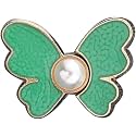 Pant Waist Tightener, Adjustable Waist Buckle Set, Extra Button for Jeans to Make Tighter, Instant Jeans Button Pins for Pants Jeans Skirts, (4, Green Butterfly)