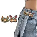 Pant Waist Tightener, Adjustable Waist Buckle Set, Extra Button for Jeans to Make Tighter, Instant Jeans Button Pins for Pants Jeans Skirts, (1, Orange Cat)