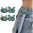 Pant Waist Tightener, Adjustable Waist Buckle Set, Extra Button for Jeans to Make Tighter, Instant Jeans Button Pins for Pants Jeans Skirts, (2, Blue Cat)