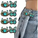Pant Waist Tightener, Adjustable Waist Buckle Set, Extra Button for Jeans to Make Tighter, Instant Jeans Button Pins for Pants Jeans Skirts, (4, Blue Cat)
