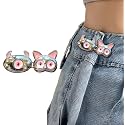 Pant Waist Tightener, Adjustable Waist Buckle Set, Extra Button for Jeans to Make Tighter, Instant Jeans Button Pins for Pants Jeans Skirts, (1, Light Pink cat)