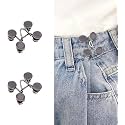 Pant Waist Tightener, Adjustable Waist Buckle Set, Extra Button for Jeans to Make Tighter, Instant Jeans Button Pins for Pants Jeans Skirts, (2, Black Plat Waist pin)