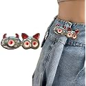 Pant Waist Tightener, Adjustable Waist Buckle Set, Extra Button for Jeans to Make Tighter, Instant Jeans Button Pins for Pants Jeans Skirts, (1, Red Cat)