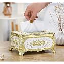 Tissue Box Holder Acrylic Napkin Cover Luxurious European Style Rose Tissue Box Cover Gold Plated for Home Decor, Bedroom, Living Room, Office, Church (Gold Plated)