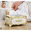 Tissue Box Holder Acrylic Napkin Cover Luxurious European Style Rose Tissue Box Cover Gold Plated for Home Decor, Bedroom, Living Room, Office, Church (Gold Plated)