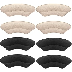 heel grips liner cushions inserts for loose shoes  heel pads for too big shoes  filler for improved fit amp comfort  prevent heel slip amp blisters  2 pairs black 2 pairs skin  men amp women