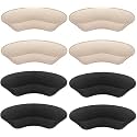 Heel Grips Liner Cushions Inserts for Loose Shoes | Heel Pads for Too Big Shoes | Filler for Improved Fit &amp; Comfort | Prevent Heel Slip &amp; Blisters | 2 Pairs Black, 2 Pairs Skin | Men &amp; Women