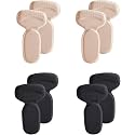 Heel Grips Liner Cushions Inserts for Loose Shoes, Heel Pads for Shoes, Anti Slip Shoe Inserts for Too Big Shoes Women Men, Soft Heel Protectors Stop Heel Slip & Blisters (Black*2pairs+Beige*2pairs)