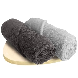 heelium bamboo bath towel  ultra absorbent  3x softer than cotton towels  140 x 70 cm - 600 gsm  pack of 2 - light grey grey