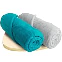 HEELIUM Bamboo Bath Towel | Ultra Absorbent | 3X Softer Than Cotton Towels | 140 x 70 cm - 600 GSM | Pack of 2 - Light Grey, Iris