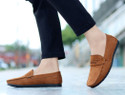 Heels County Suede Leather | Velvet Shoes| Loffer | Lofer | Loofer | Lofar Loafers For Men (Tan, 9)