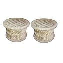 HeeMo Eco-Friendly Cane Wood Bamboo Sitting Stool, Muddi for Indoor/Outdoor (Natural: Set of 2)