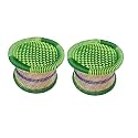 HeeMo Eco-Friendly Cane Wood Bamboo Sitting Stool, Muddi for Indoor/Outdoor (Green: Set of 2)