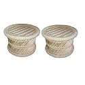 HeeMo Eco-Friendly Cane Wood Bamboo Sitting Stool, Muddi for Indoor/Outdoor (Natural: Set of 2)