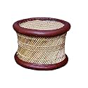 HeeMo Eco-Friendly Handicraft Cane Handmade Finest Bamboo Indoor/Garden Stool, Muddi (Black, Natural Color: Set of 1)