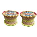 HeeMo Handmade Finest Bamboo Indoor/Garden Stool, Muddi (Multi Color : Set of 1)