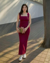 HEER FASHION Women Bodycon Maroon MaxiFull Length