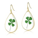 Real Pressed Flower Earrings for Women, Handmade Boho Chic Dangle Design, Unique Floral Jewelry, Cute and Thoughtful Gift for Christmas, Valentine’s &amp; Mother’s Day