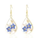 Hefestus Real Pressed Flower Earrings for Women, Handmade Boho Chic Dangle Design, Unique Floral Jewelry, Cute and Thoughtful Gift for Christmas, Valentine’s &amp; Mother’s Day