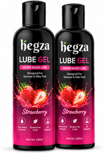 hegza water based lube gel strawberry flavour long lasting smooth formulapack of 2 lubricant