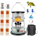Height-Adjustable Non-Electric Indoor Kerosene Heater – Emergency Portable Heater for Power Outages, Glass Chimney Mini Heater for Camping, Yachts & Boats (Green)