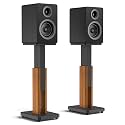 Height Adjustable Speaker Stand Pair for Bookshelf/Studio Monitor/Satellite,Wood Grain Speaker Stands for Klipsch, Edifier, JBL, Yamaha, KEF, Height Extend 18"-28", Heavy Duty Hold 50Lbs WR Cable Mgmt