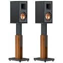 Height Adjustable Speaker Stands Pair for Studio Monitor & Bookshelf Speaker Stands-Wood Grain Floor Speaker Stands for Klipsch, Edifier, Polk Audio, ELAC, JBL Surround Sound Speaker Stand Up to 50 Lb