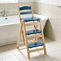 Height Foldable Stool Tall Stool,Solid Wood Folding Bar Stool,3 Step Indoor Ladder Stools,3 Step Multifunction Portable Adults Solid Wood Ladder Stools for Adults Kitchen Outdoor(Blue)