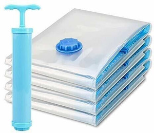heinriched reusable ziplock vacuum storage space saver bags5 pcs plain bag 1 pump  travel storage vacuum bags