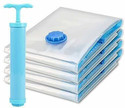 Heinriched Reusable Ziplock Vacuum Storage Space Saver Bags(5 PCS PLAIN BAG ,1 PUMP ) Travel Storage Vacuum Bags