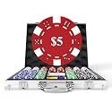 HEITOK Poker Chip Set 300 Pieces 11.5g Heavyweight Iron Core Chips with Aluminum Case and Numbered Denominations for Texas Holdem Blackjack Casino Gaming Night