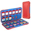 HEIYING Switch Game Card Case for Nintendo Switch 2/Lite/OLED, Red Game Memory Storage Holder with 24 Games Card Slots and 24 Micro SD Cards Slots