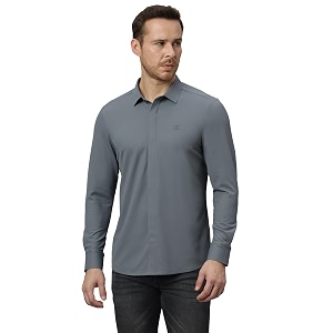 HEKTOR Mens Hidden Button Shirt-Long Sleeve Bubble