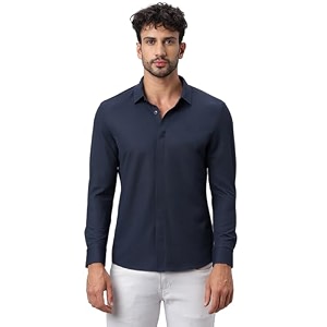 HEKTOR Mens Hidden Button Shirt-Long Sleeve Bubble