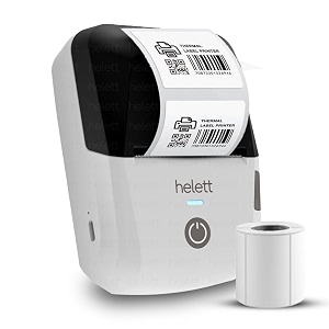 helett h65c 2-inch portable rechargeable bluetooth thermal label printer 203 dpi inkless  mrp barcode round amp jewellery labels  android ios windows amp mac supported  115 labels  1-yr warranty