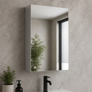 helex premium anti-rust ss 4-tier bathroom mirror cabinet - wall mounted shelf 16x24 stainless steel wall shelf number of shelves - 4 silver