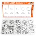 HELIFOUNER 105 Pieces 5 Sizes Stainless Steel Split Lock Washers, Spring Lock Washers Assortment Kit, 1/4" 5/16" 3/8" 1/2" 5/8"