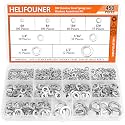 HELIFOUNER 450 Pieces 8 Sizes Stainless Steel Split Lock Washers, Spring Lock Washers Assortment Kit, 1/2" 3/8" 5/16" 1/4" 12# 10# 8# 6#