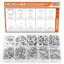 HELIFOUNER 485 Pieces 10 Sizes Stainless Steel Split Lock Washers, Spring Lock Washers Assortment Kit, 1/2 3/8 5/16 1/4 12# 10# 8# 6# 4# 2#
