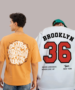 HELL BOUND Typography Men Round Neck Multicolor