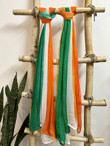 hella fashions chiffon solid green orange white women dupatta