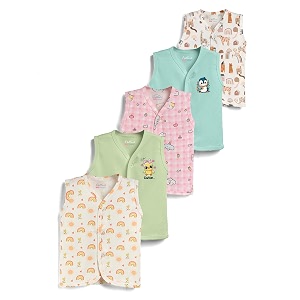 hellcat 100 cotton front open jhabla vest amp t shirt for babies - pack of 5 unisexsleeveless