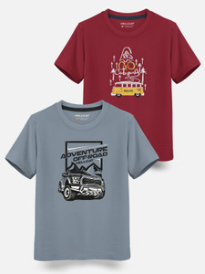 hellcat boys printed cotton blend regular t shirt multicolor pack of 2