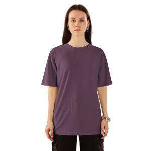 HELLCAT Trendy Textured Half Sleeve Oversized Hexagon